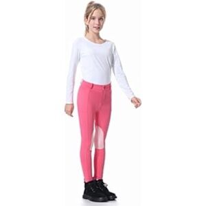 Beroy Pink Stretchy Pull-on Knee Patch Equestrian Riding Pants Girls S 8